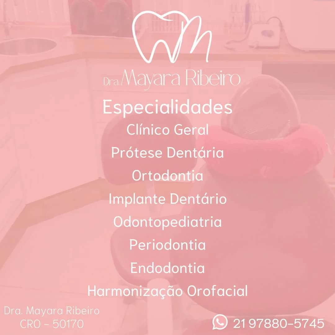 Dra MAYARA RIBEIRO - DENTISTA EM NOVA IGUAÇU- CENTRO - ESPECIALISTA; ORTODONTIA,.IMPLANTES , CLÍNICA GERAL, PRÓTESE DENTÁRIA, – foto 1