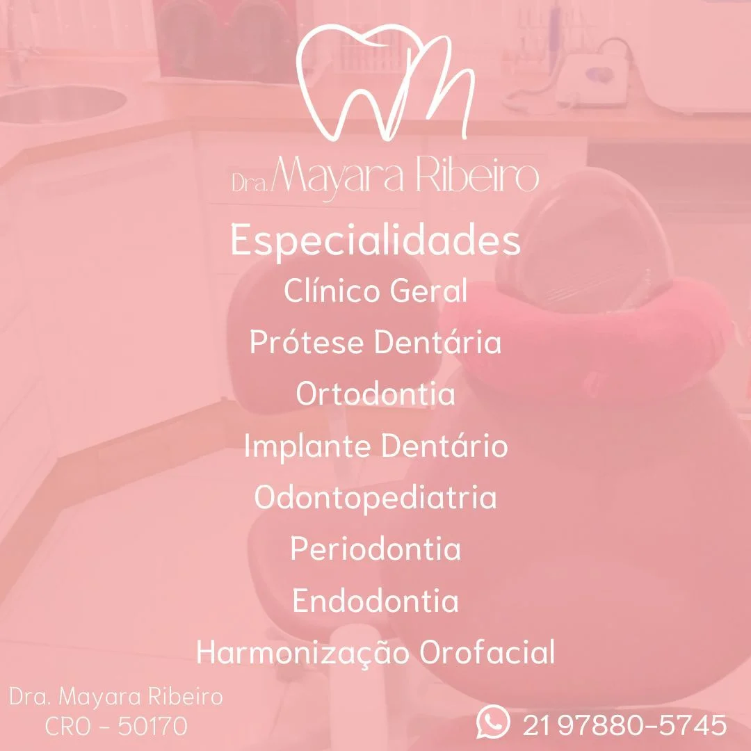 Dra MAYARA RIBEIRO - DENTISTA EM NOVA IGUAÇU- CENTRO - ESPECIALISTA; ORTODONTIA,.IMPLANTES , CLÍNICA GERAL, PRÓTESE DENTÁRIA,